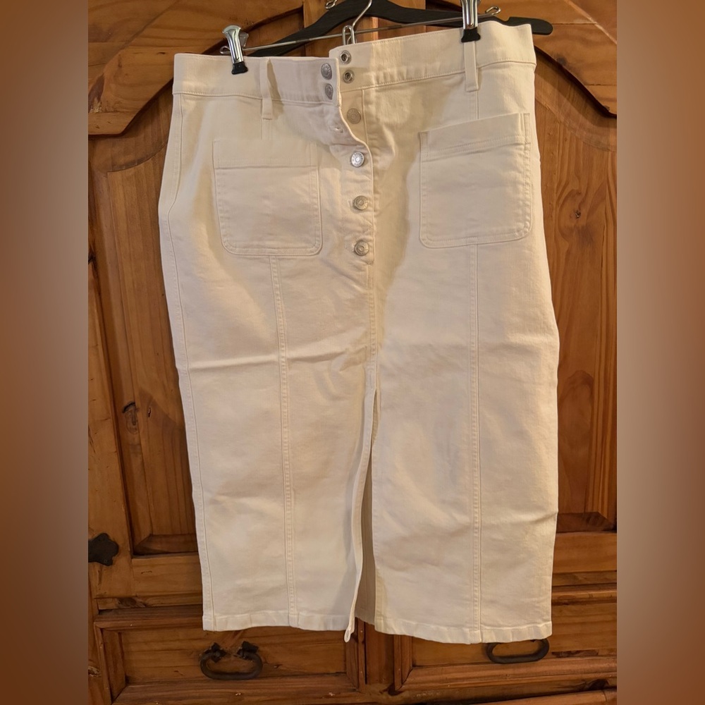 Madewell Off-White Denim Midi Skirt